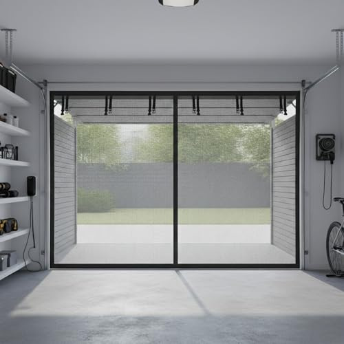 Mosquitera De Garaje, Mosquitera Puerta Magnetica Puerta De Garaje, Cortina Para Puertas De Garajes, Cortina De Pantalla Resistente Manos Libres Para Garajes, Porche(Blanca,488 x 213 cm(16 x 7 ft))