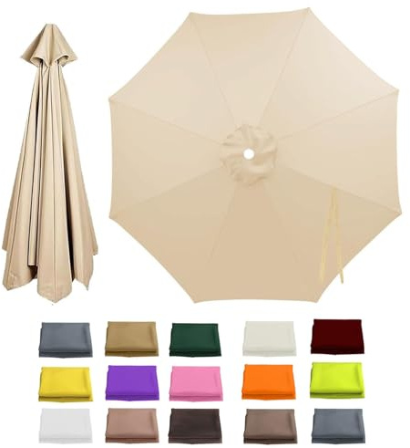 2m - 4.0m Ersatzbezug für Sonnenschirm 6/8 Streben, Gartenschirm Ersatzstoff, Terrassenschirm Ersatzteile Bezug, UV-Schutz Windfester Sonnenschirm Bezug(Beige,8.2FT(2.5m) 6-RIBS)