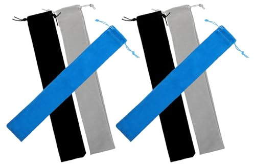 Yardwe 6 Piezas Bolsa de Almacenamiento para Flauta Dulce, Estuche de Terciopelo Cordón, Tamaño 37x6 Cm, Colores Gris, Azul y Negro, Funda Portátil para Flauta Alto, Piccolo y Accesorios