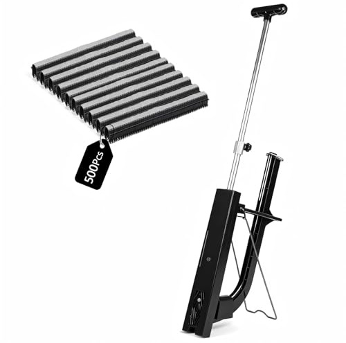 Agrafeuse professionnelle 90 cm, pour chauffage au sol, supports de tuyaux, avec 500 agrafes de 40 mm, pour tuyaux de chauffage Ø 14 à 20 mm, convient pour agrafes de 40 à 50 mm, ergonomique et