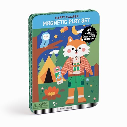 Mudpuppy - Happy Camper Magnetic Tin Play Set for Kids