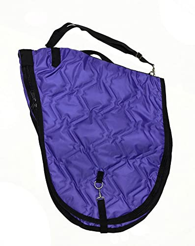 AJ Tack English Padded Saddle Carrier, Water-Resistant 420D Nylon Saddle Bag with Full Zipper Enclosure, Interior Securing Straps, Adjustable Shoulder Strap, Fits Most English Saddles, Purple