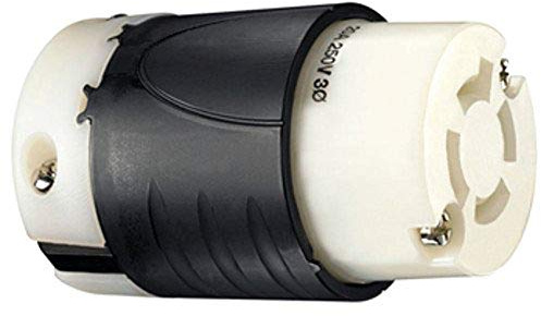 Legrand Pass & Seymour L1520C Turnlok Industrial Spec Grade Locking Connector, 20 Amp 3 Phase 250V, NEMA L15-20R, Black/White (1 Count)