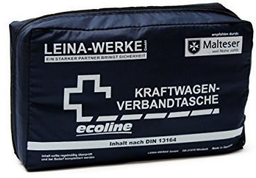 Leina Werke Trousse de Secours pour Voiture - 11033 Compact Ecoline sans Velcro, Bleu/Blanc
