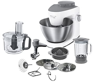 Kenwood Robot Pâtissier MultiOne KHH323WH, Kit Pâtisserie, Bol Multifonction + 3 Disques et Couteaux, Hachoir, Blender Verre, Presse-Agrumes, 1000 W, Bol 4,3 Litres, Plastique, Blanc