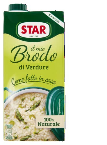 STAR Il Mio Brodo di Verdure, 1L, brodo liquido pronto Vegetale, 100% naturale, senza conservanti, senza glutine e senza glutammato aggiunto, ottimo per risotto e zuppe.