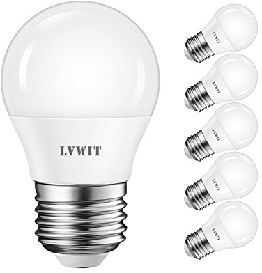 LVWIT E27 LED 4.5W ersetzt 40W Glühlampen, Kaltweiß 6500K, G45 LED Leuchtmittel, 470lm Lampe Mini Globe Licht, matt (6er Pack)