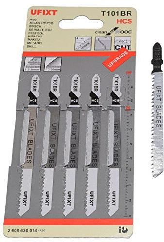 Yourspares T101 BR Jigsaw Blades – Pack of 5 High-Carbon Steel Down-Cut Blades for Laminates & Veneered Boards – Clean Splinter-Free Finish, Compatible with Most T-Shank Jigsaws