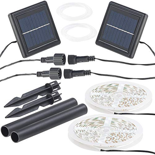 Lunartec Streifen Outdoor: 2er-Set Solar-LED-Streifen mit 180 tageslichtweißen LEDs, IP65 (Solar LEDband, Lichtleiste aussen, Band)