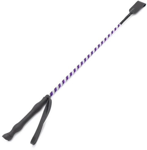 Jeffers Equine Glitter Ribbon Crop Training Bat – 26 Inch Horse Riding Crop Stick with Rubber Grip Handle for Training, Jumping, Equestrian, Groundwork, Barrel Racing, Rodeo, Trail - Purple