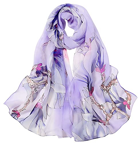 BLURBE Chiffon Scarf Women - Ladies Scarves Lightweight Floral Print Chiffon Scarfs Shawls and Wraps for Womens Spring Autumn