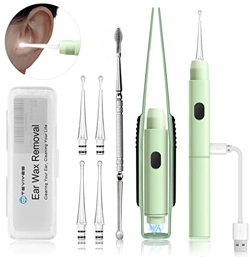 Upgraded All-in-One Ear Cleaning Tool Set with LED Light, Pick, Tweezers, Spiral Spring Spoon for Adults, Kids, and Pets (Pack of 7)