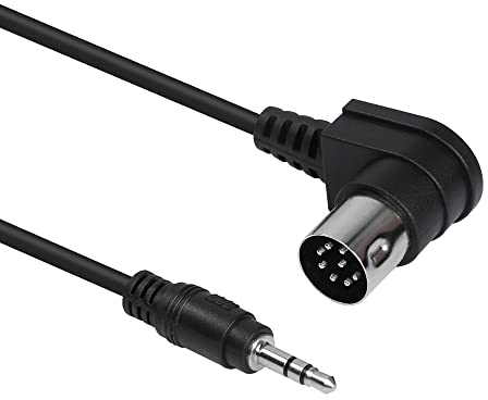 QIANRENON Cavo convertitore jack audio stereo maschio a 8 pin DIN 90 gradi a 3,5 mm TRS stereo audio maschio per strumento musicale elettronico, uscita segnale 1,8 m