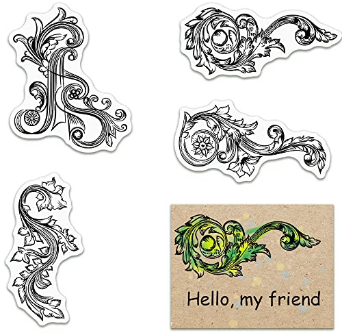Vintage Flower Clear Stamps for Card Making Flowers Stamps Small Lace Flowers Rubber Stamps Transparent Silicone Stamps for DIY Scrapbooking Supplies Embossing Paper Card Album Decoration Craft