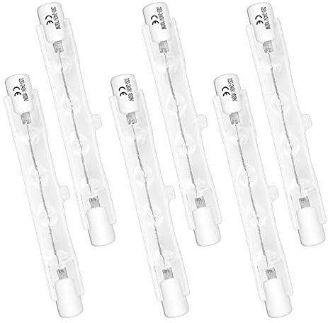 Caldarax 6 Pack Halogen Bulbs R7S 78mm 150W 230V Dimmable, Tungsten Floodlight Bulb, 2700K Warm White, 2250lm, J78 Halogen Linear Light Bulbs, for Floodlight, Security Light Bulb, Floor Lamps