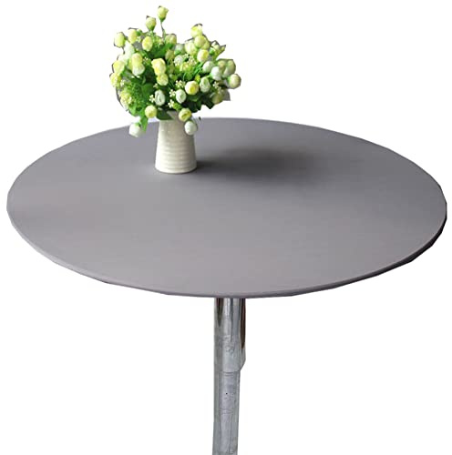 Cozomiz Elastische Tischdecke Gartentischdecke Rundtischdecke Waschbar rutschfeste Abwischbar Schmutzabweisend Tischdecke 160cm Runde Enge Passform Grau