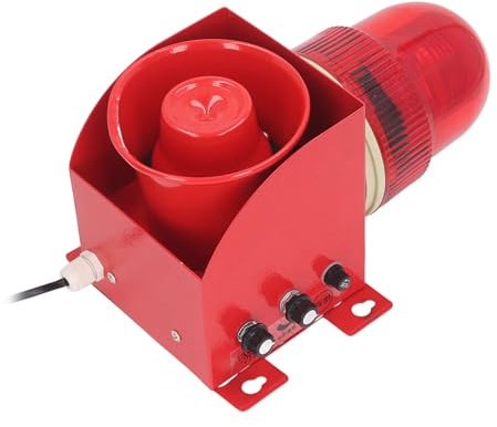 180 W Industrieller Sound-Lichtalarm, 0–130 DB, 9 Lautstärkeeinstellungen, Starkes, Helles LED-Warnlicht, IP65-Schutz, Notfall-Blinklichter, Wandmontage, Außensirene, Stroboskop