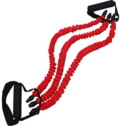 Supvox Arm Pulling Resistant Band Mit DREI Stahlfedern Ergonomischer Brust-Expander Für Muskeltraining Zu Hause Und Büro Für Männer Und Frauen Rotes Dual-Purpose Fitnessgerät Zur Brust
