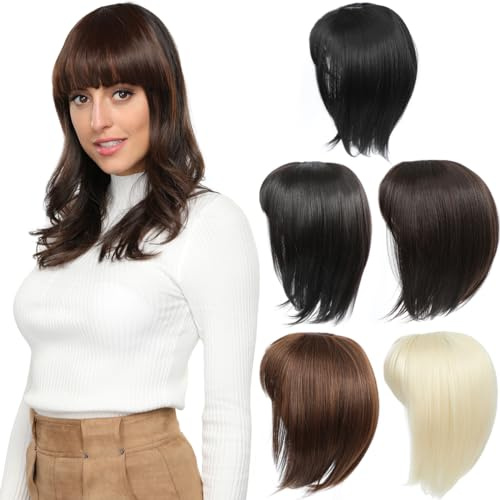 Hair Topper für Frauen Schwarz Haartopper mit Pony Wiglets Haarteile | 30cm Gerade Haarteile für Dünnes Haar Tägliches Halloween Hochzeits Cosplay Karneval, Hitzebeständiges Synthetikhaar