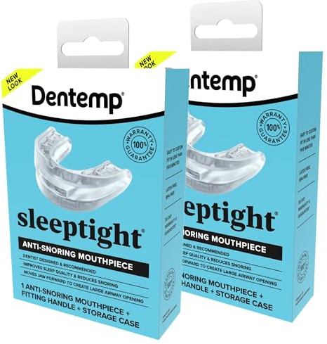 Dentemp SleepTight Mouthpiece - Anti Snoring Devices Custom Fit Mouthguard for a Better Night’s Sleep - Designed by a Dentist and Made in USA 2pk (Packaging May Vary)