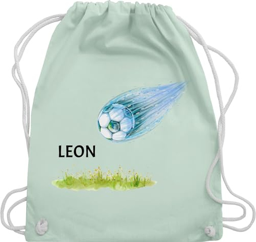 Turnbeutel Rucksack - Fußball Geschenke für Jungs Kinder Fußball Geschenk Mitgebsel - Unisize - Pastell Grün - beutel fussball fußballfan stoffbeutel schulanfang sportbeutel fußballfans