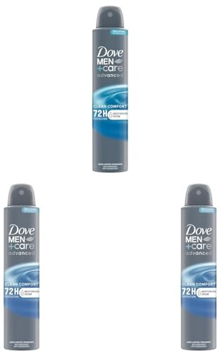 DOVE MEN + CARE Advanced Clean Comfort Antiperspirant Deodorant Aerosol deodorant spray with Triple Action Technology for 72h sweat & odour protection 200 ml (Pack of 3)