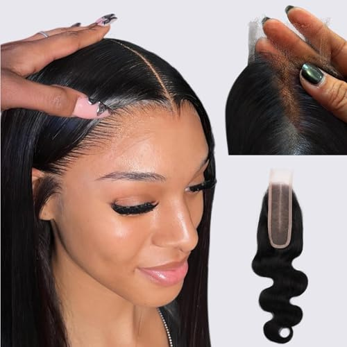 IDN BEAUTY hautähnlicher HD 2X6-Spitzenverschluss nur Körperwelle Echthaar-Verschluss gebleichte Einzelknoten HD-Frontal 0,1 mm ultradünne Spitze vorgezupfter Haaransatz 30 cm (12 Zoll)