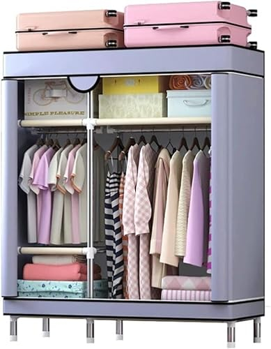 SSDDLZEQ Tragbarer Kleiderschrank mit Regalen und Abdeckungen for Aufhängen von Kleidung, kombinierter Kleiderschrank, Schrank, Garderobe (Größe: 118 x 45 x 166 cm)