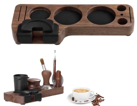 Singring Espresso Tamping Station, Coffee Tamper Station Espresso Tamper Organizer, Coffee Tamper Holder Coffee Portafilters Stand Base for Espresso Machine Accessories (Walnut wood)