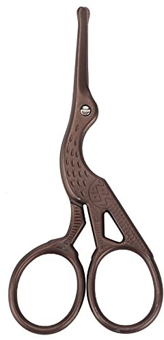 ANKROYU Kran-Design-Schere, Edelstahl-Storch-Schere, Kran-Design-Nähschere, Retro-Näh-Stickschere für Stickerei-Handwerk (Braun)