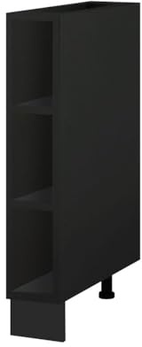 Cuisineandcie - Meuble Range Bouteille Lovia Noir, Placard Bas de Cuisine L 15 cm