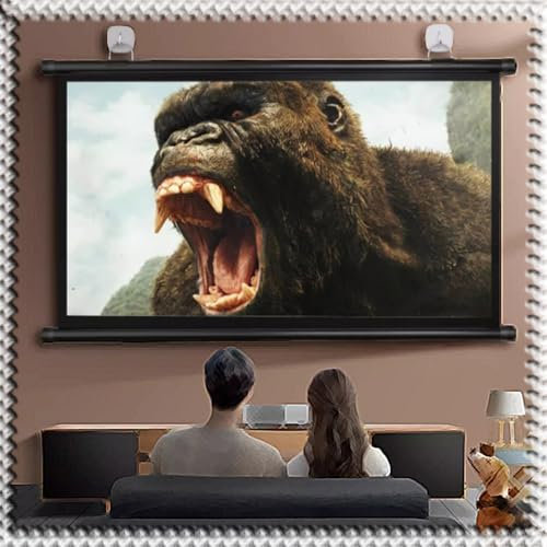Leinwand Beamer，Projector Screen， 60-Zoll-Projektionsleinwand mit manueller Steuerung, herunterziehbare HD-Projektionsleinwand 16:9/4:3, tragbare Projektionslei