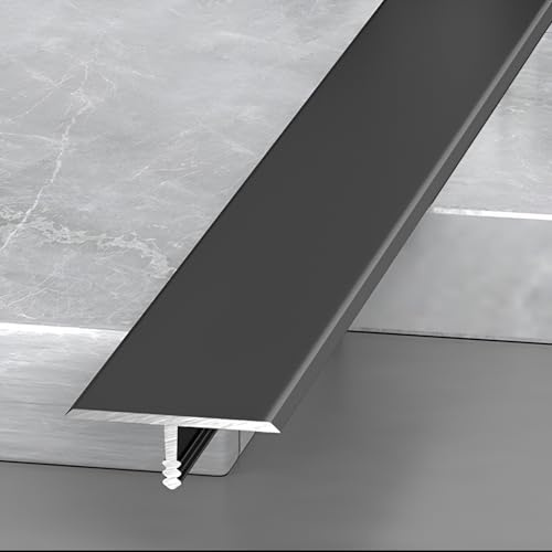 3 Stück, Abdeckleisten Für Fußböden, T-Form-Übergangsprofil, Aluminium-Bodenabdeckungsleisten Zum Verbinden Von Bodenlücken, Teppich, Schwellenabdeckung, Bodenfliesen, 0.9m(Black,33.0mm/1.29in)