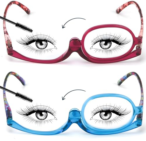 SEEKEY 2 Pack Makeup Reading glasses for Women, Makeup Readers for Women with Spring Hinge, One Eye Cosmetic Readers Rotating Lens +2.5