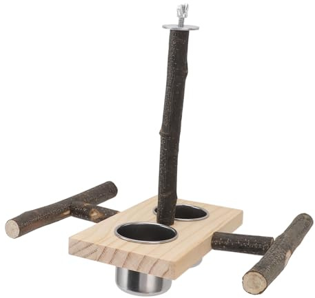 Vogelfutter Rostfreie Stahlbecher Holz Barsch Ständer, Hängende Feeder -Schalen Füttern und gießen.