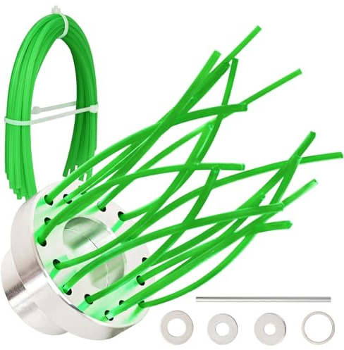 Unkrautbürste Freischneider, 32 Nylon Grasseilen, Wildkrautbürste, Freischneider zubehör mit 4 Adapter Unterlegscheibe, Universal Wildkrautbürste für Motorsense