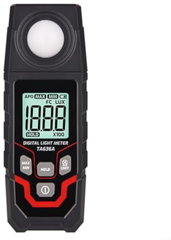 SMZhomeone Digitales Lux-Messgerät TA636A Handbeleuchtungsmesser 0-200000 Lux Lichtmesser mit LCD-Display und Lux FC Einheit Auswahl kompakt und tragbar vielseitig