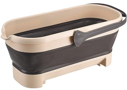Cesta de lavandería rectangular lyeaa con cubierta de trapeador plegable a gran capacidad portátil de lavado anti-deslizamiento para acampar Picnic (café)
