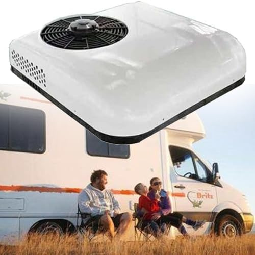 DC RV Climatiseur 2 en 1 Toit avec Refroidissement et Chauffage, Climatiseur Stationnement électrique Camping-Car Système Climatisation pour Voiture RV Camion Camper, White-12V