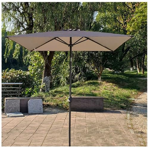 NOIRDA Parasol De Jardin Carré Inclinable 200 X 200 Cm, Parasol À Manivelle, Parasol Balcon pour Marché, Jardin, Terrasse, Piscine, Plage(Brown)