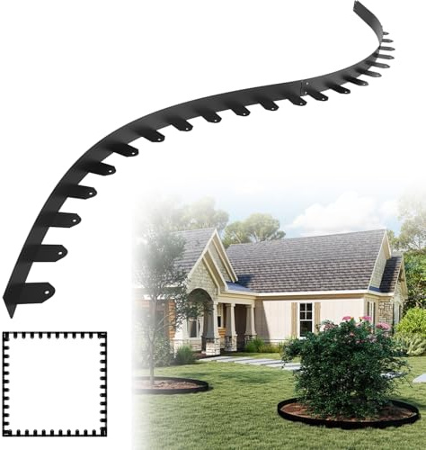 LZQ Lot de 5 bordures de pelouse en métal avec 25 piquets d'ancrage - 5 cm de haut - Noir - Bordure de parterre résistante à la rouille - Bordure flexible pour parterres de fleurs, chemins de cour
