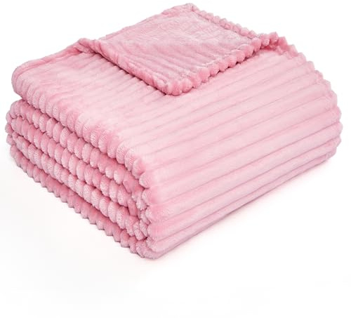 LANE LINEN Pink Throw Blanket 127 x 152 Living Room Home Decor Gifts for Mom Women, Soft Fluffy Fleece Cozy Fuzzy Plush Warm Couch Bed Blanket Comforter, Bedroom Decor Gift for Her