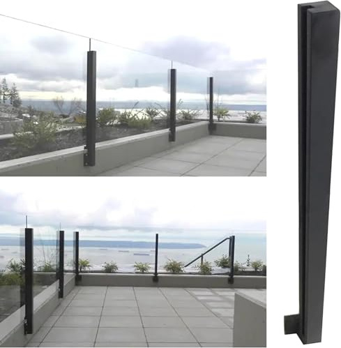 Poteaux de balustrade en acier inoxydable pour couloir et escaliers – Kit complet de garde-corps en verre pour clôtures de piscine, marches extérieures, villas et balcons (montage côté droit)