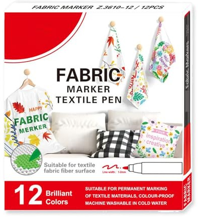 Genérico Rotulador para Tela | Marcadores de Pintura para Textil en 12/24 Colores,Pintura Acuarela Lavable Para Zapatos Tote Bag Outdoor Poliéster Algodón Grafiti Manteles