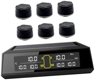Alipis Sistema De Monitoreo De Presión Neumáticos Inalámbrico para Ruedas con Carga Solar y USB Sensor Inteligente y Alarma Rápida para Vehículos Camiones y Remolques