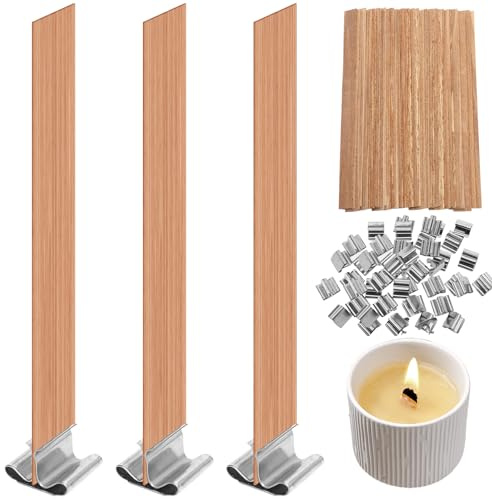150 Stück Holzdochte für Kerzen, Kerzendochte für Kerzen mit 150 Stück Eisenständer, 13 * 130 mm Kerzendocht Holz für Kerzenherstellung und Kerze DIY Handwerk
