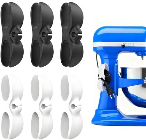 6 Pcs Cord Organiser for Kitchen Appliances, Cord Organiser Compact Set | Flexible Silicone,Strong Self-Adhesive Cable Tidy for Air Fryers,Blenders,Coffee Machines and Home Kitchens