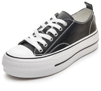 Sneakers Casual à Plateforme Femme Low-Top Semelle Souple Chaussures de Running Cuir Mode Canvas Extérieur Rencontres Fitness Marche Exercice