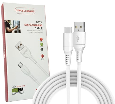 Cavo di ricarica rapida USB C per Moto E14 E15 E13 G14 G15 G35 G55 G456 G86 G96 Moto Edge 40 50 60 Neo [Tipo C] Cavo di ricarica rapida USB A - Tipo C Cavo di ricarica per telefono lungo 1 m