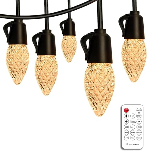 15m 20led Warmweiß C9 Led Garten Lichterkette 2700k Ip66 wasserdichte Outdoor Facettierte Erdbeere Party Lichter Für Dach Garten Party Hochzeit Weihnachten Dekor